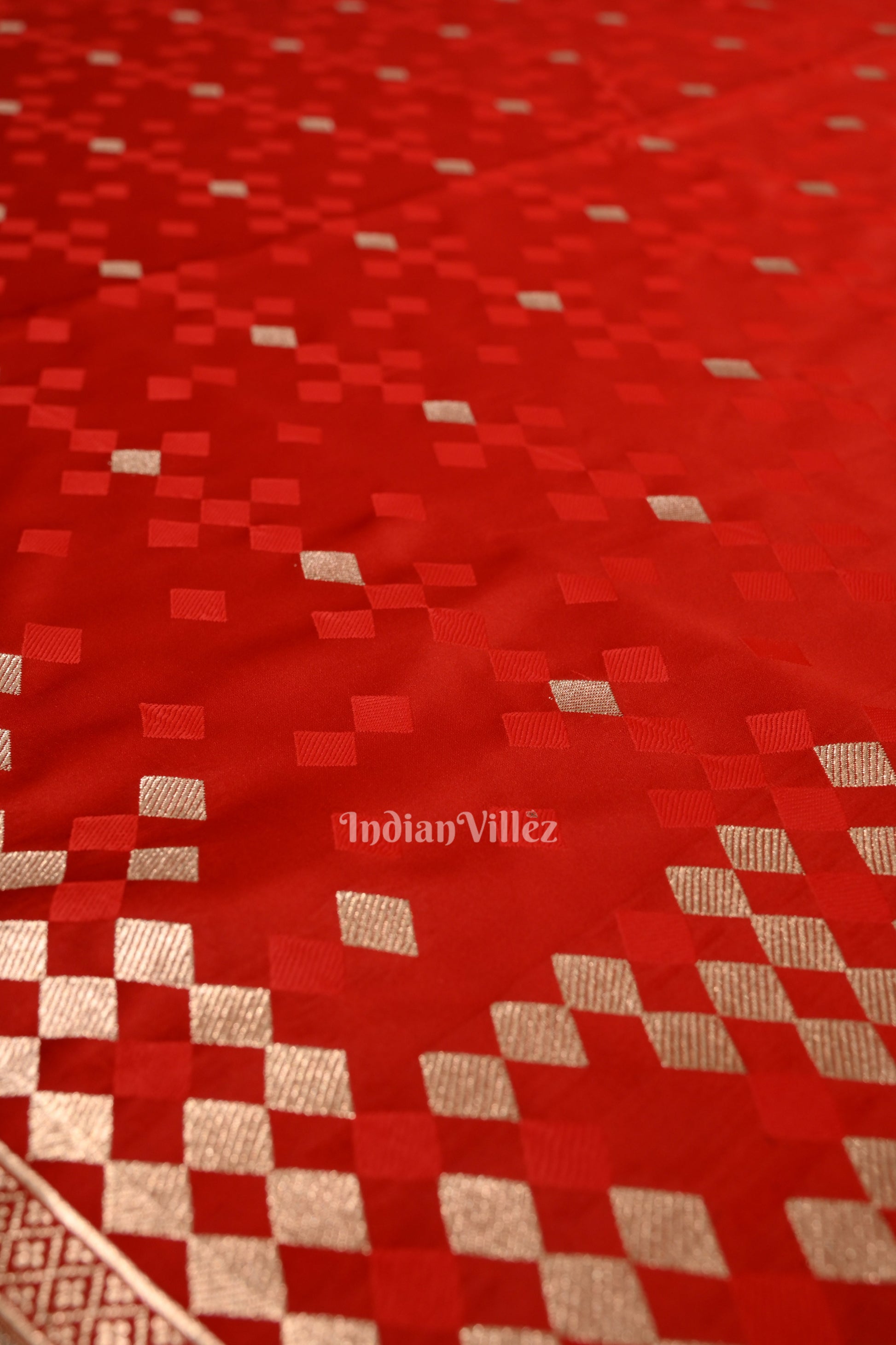 Deep Blood Red Soft Pure Mashru Satin Silk Banarasi Saree