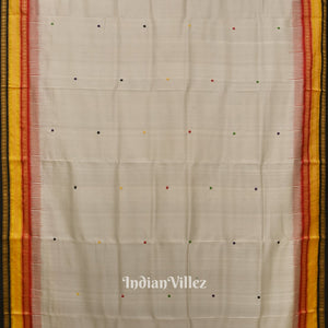 White Kathiphera Khandua Silk Saree with Tissue Anchal