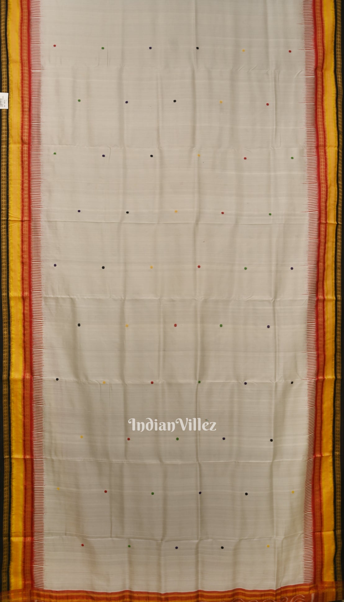 White Kathiphera Khandua Silk Saree with Tissue Anchal