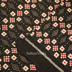 Black Pasapali Sambalpuri Ikat Cotton Fabric