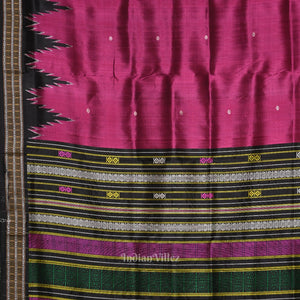 Purple Black Buti Siminoi Odisha Ikat Khandua Silk Saree