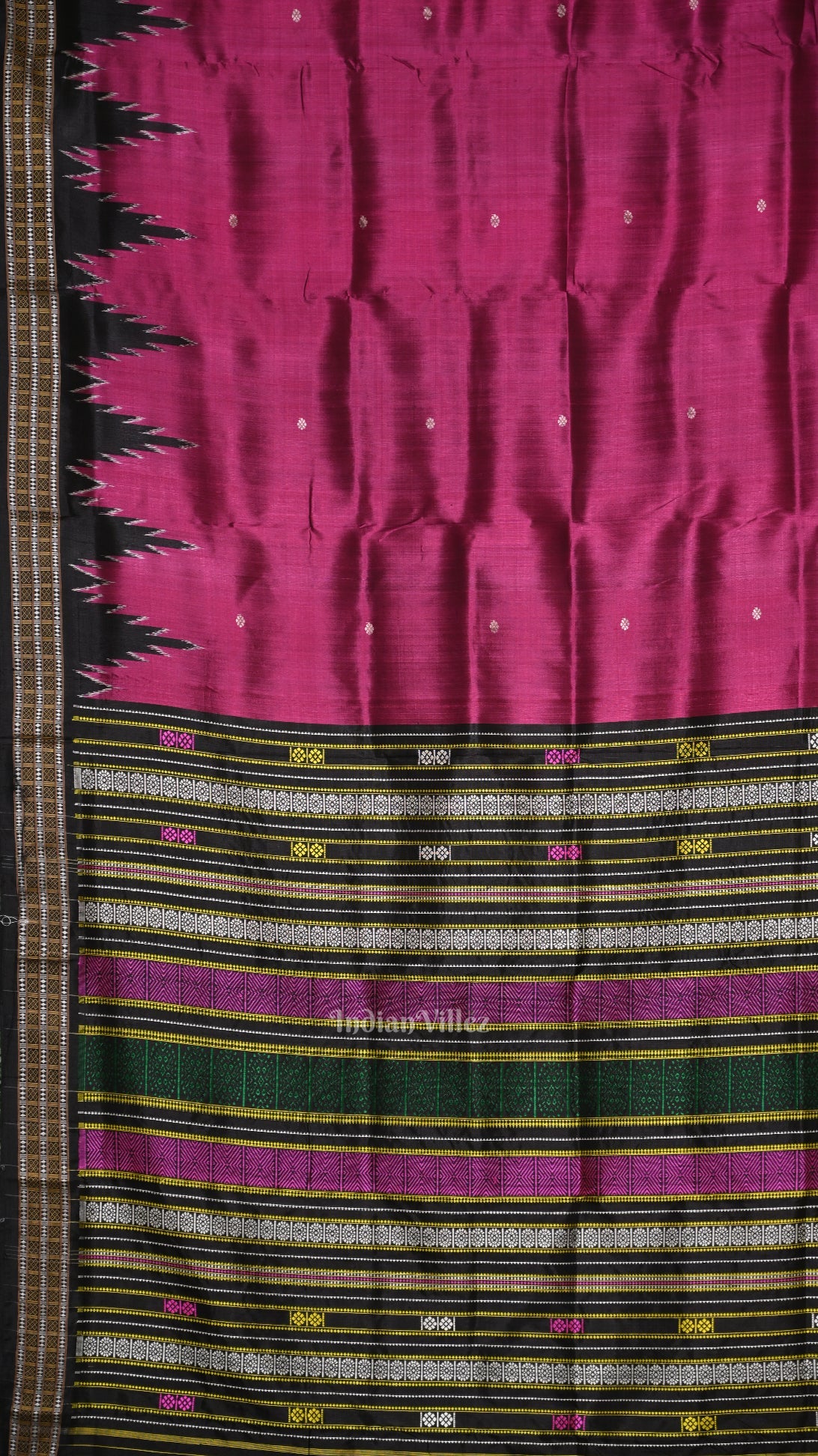 Purple Black Buti Siminoi Odisha Ikat Khandua Silk Saree