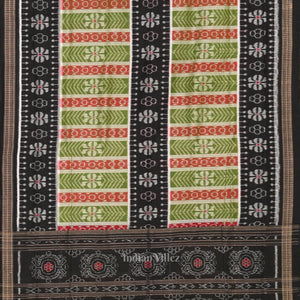 Green Black Odisha Sambalpuri Pure Cotton Saree