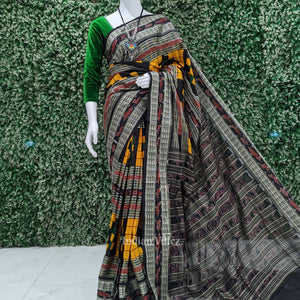 Yellow Black Odisha Ikat Pasapali Bichitrapuri Silk Saree