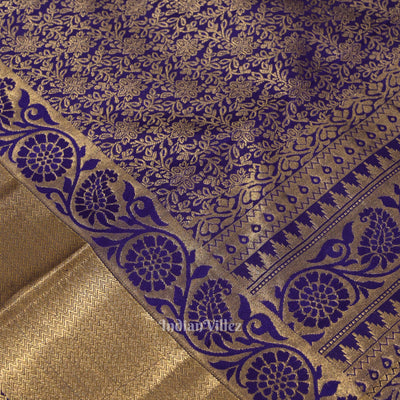 Navy Blue With Silver Pure Kanjivaram Silk Saree