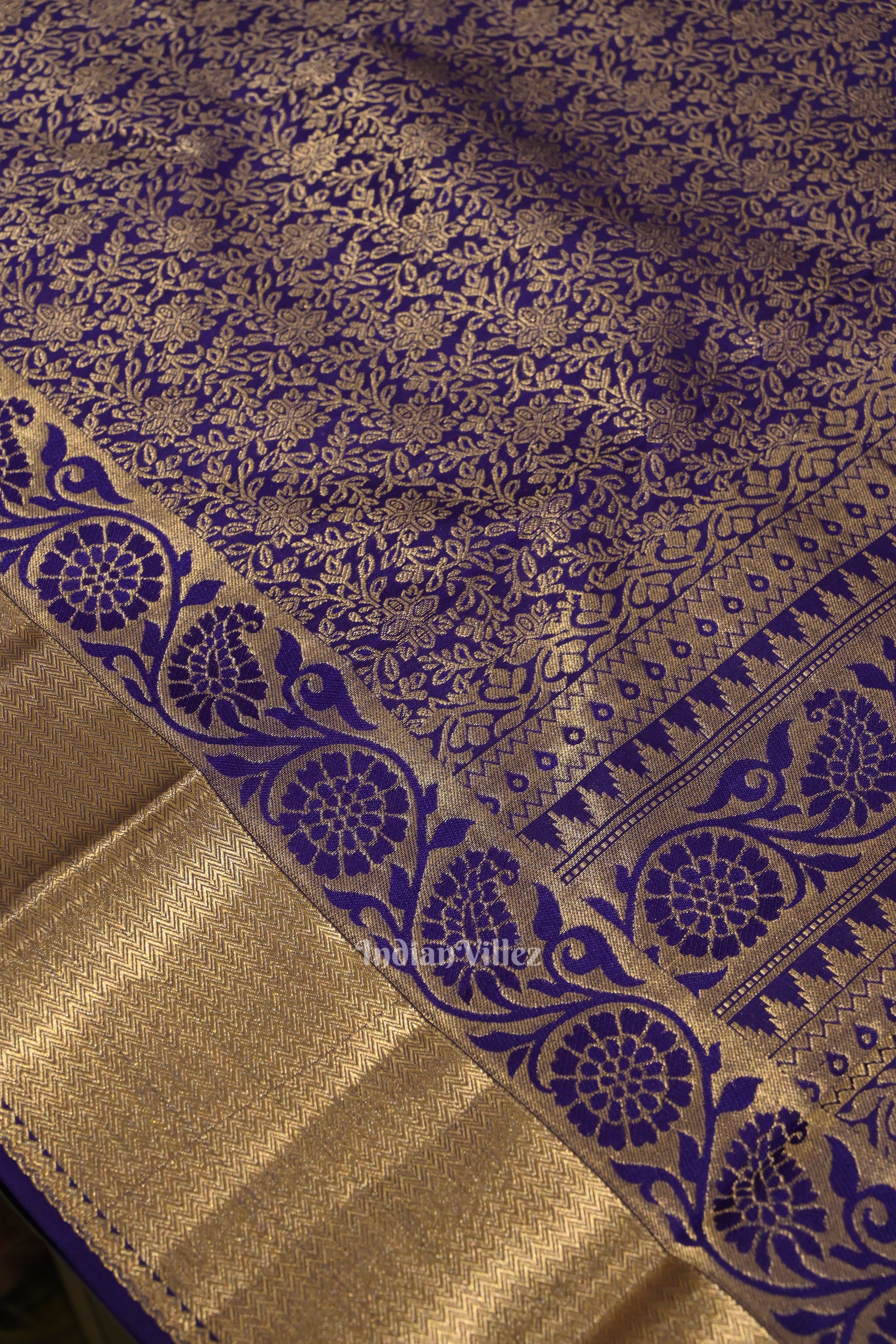 Navy Blue With Silver Pure Kanjivaram Silk Saree