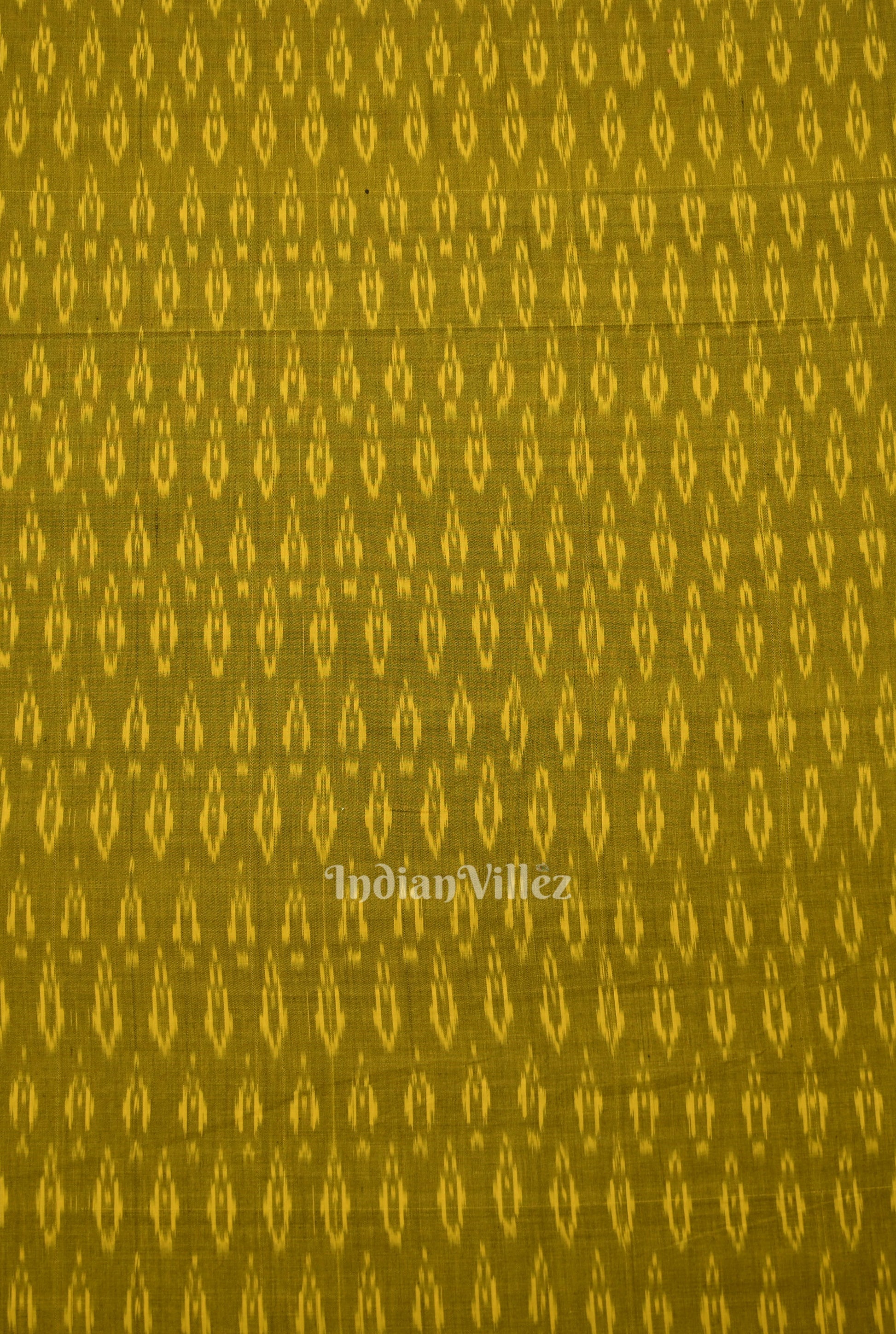 Mehendi Green Geometric Pochampally Ikat Cotton Fabric