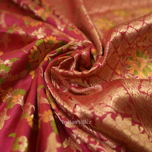 Rani Pink Meenakari Banarasi Katan Silk Saree