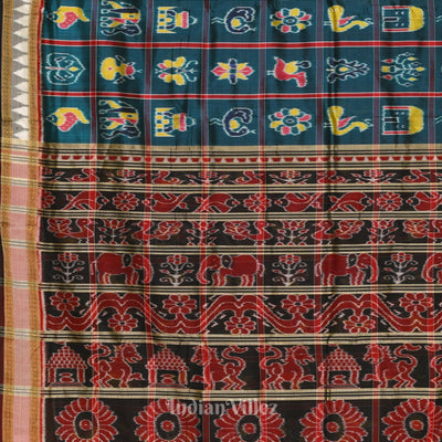 Forest Green Nabakothi Theme Odisha Ikat Khandua Silk Saree