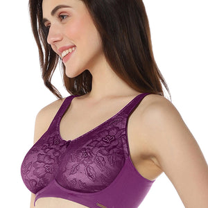 Elegant Lace Non-Padded Non-Wired Support Bra - Pickled Beet & Stucco