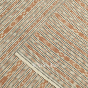 White Brown Stripes Sambalpuri Odisha Ikat Cotton Fabric