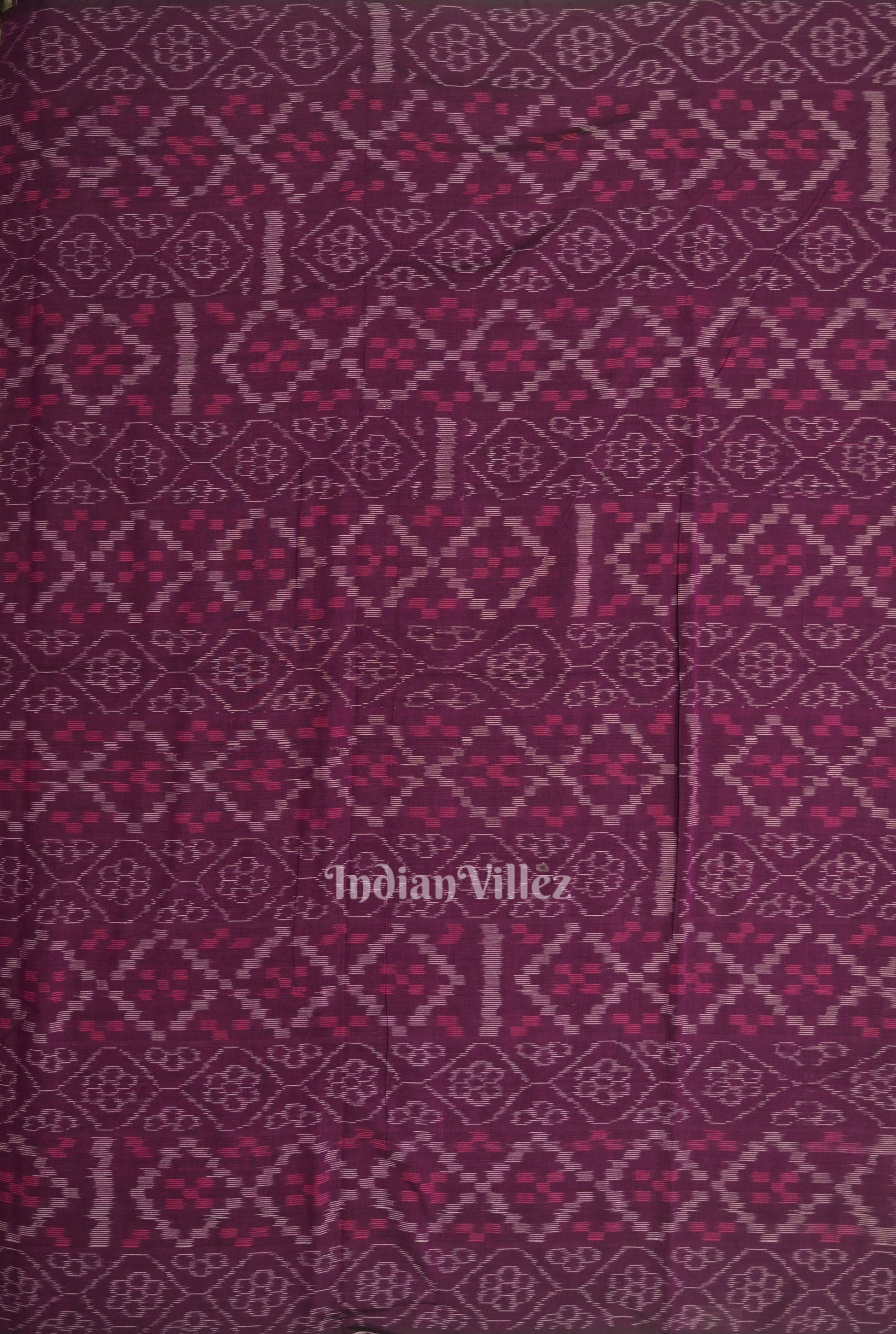 Purple Wine Flower Pasapali Sambalpuri Odisha Ikat Cotton Fabric