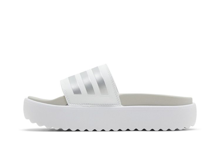adidas Adilette Platform Slides Cloud White Zero Metalic Grey