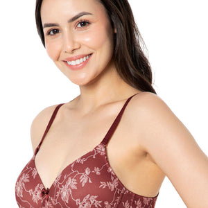 Smooth Charm Padded Non-Wired T-Shirt Bra - Filigree Print