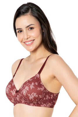 Smooth Charm Padded Non-Wired T-Shirt Bra - Filigree Print