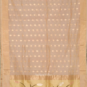 Exclusive  Ravi Verma Painting Golden Chanderi  Saree