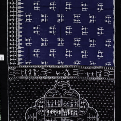 Blue Tribal Odisha Ikat Pure Sambalpuri Cotton Saree