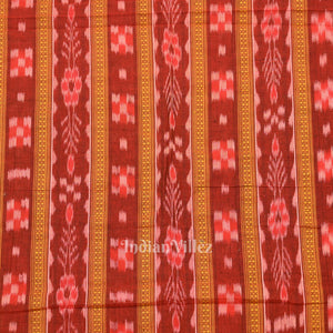 Maroon Pasapali Bandha Sambalpuri Ikat Cotton Fabric
