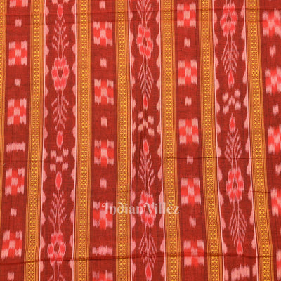 Maroon Pasapali Bandha Sambalpuri Ikat Cotton Fabric