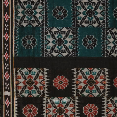 Green Black Computer Maniabandha Cotton Saree