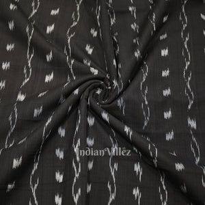 Black Tipa Design Sambalpuri Ikat Cotton Fabric