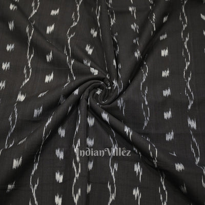 Black Tipa Design Sambalpuri Ikat Cotton Fabric