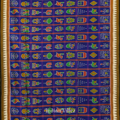 Blue Red Nabakothi Khandua Silk Saree