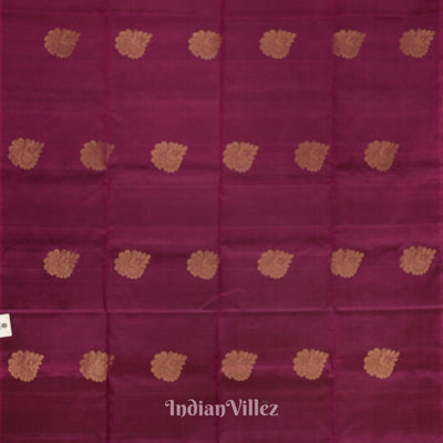 Deep Maroon With Golden Floral Design Pure Kanjivaram Soft Silk Saree