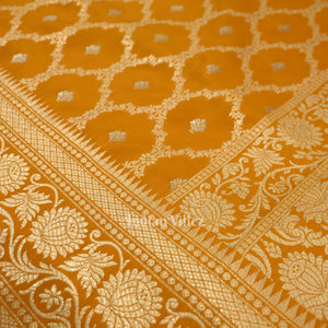 Exclusive Mustard Yellow Soft Pure Mashru Satin Silk Banarasi Saree