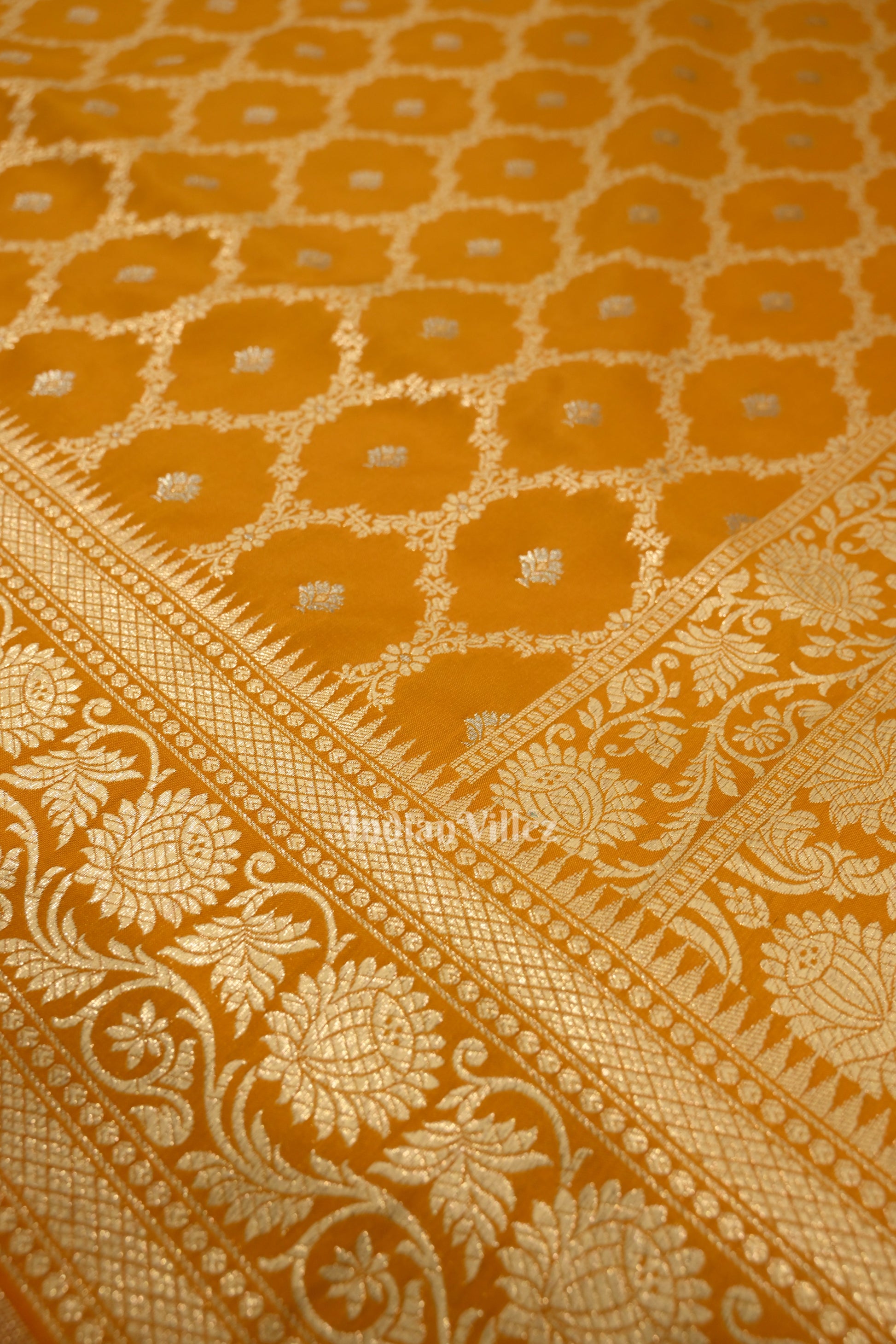 Exclusive Mustard Yellow Soft Pure Mashru Satin Silk Banarasi Saree