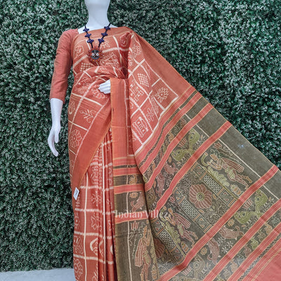 Peach Nabakothi Contemporary Designer Silk Saree