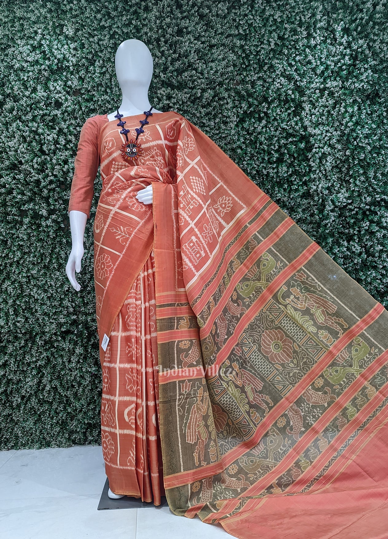 Peach Nabakothi Contemporary Designer Silk Saree