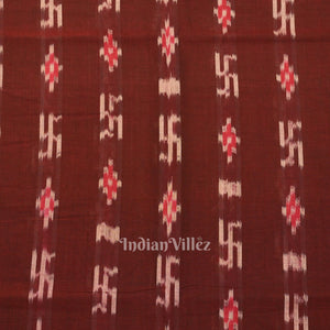 Maroon Swastik Sambalpuri Ikat Cotton Fabric