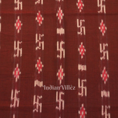Maroon Swastik Sambalpuri Ikat Cotton Fabric