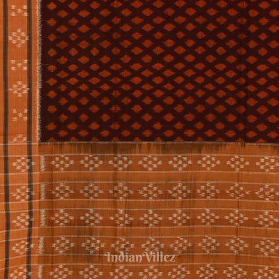 Coffee with Brown Odisha Sambalpuri Pure Cotton Saree
