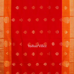 Red With Orange Pallu Pure South Soft Silk Saree