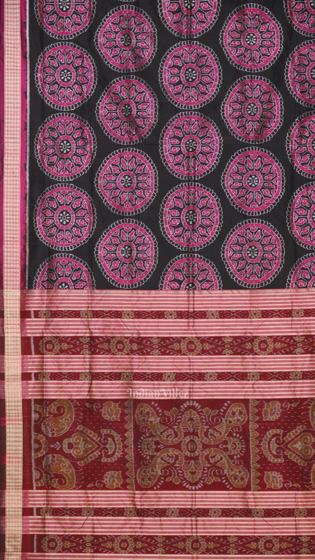 Exclusive Black Beautiful Jhoti Theme Sambalpuri Silk Saree