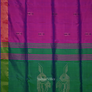 Purple Green Pure Bishnupuri Silk Saree