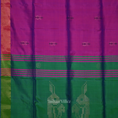 Purple Green Pure Bishnupuri Silk Saree