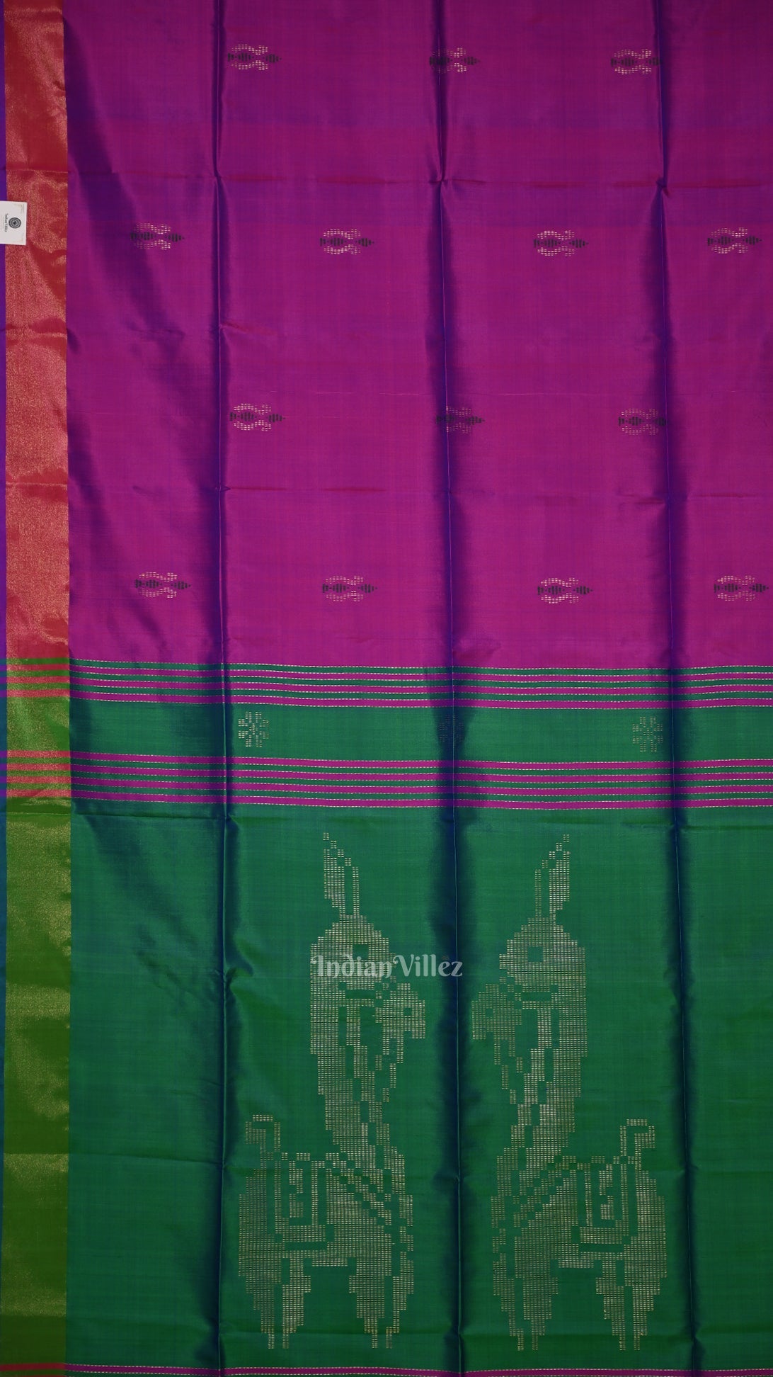 Purple Green Pure Bishnupuri Silk Saree