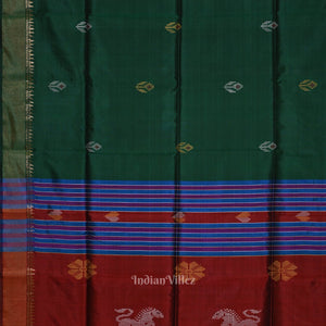 Green Maroon Pure Bishnupuri Silk Saree