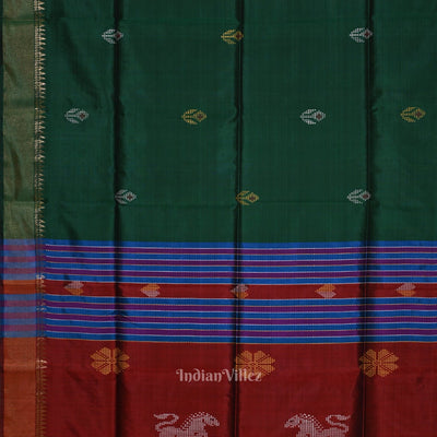 Green Maroon Pure Bishnupuri Silk Saree