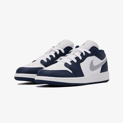 JORDAN | AIR JORDAN LOW 1 LOW (GS) { WHITE/WOLF GREY-MIDNIGHT NAVY