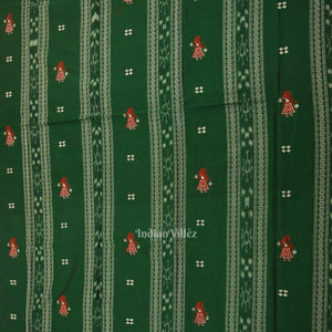 Green with Red Doll Odisha Ikat  Sambalpuri Dress Material & Dupatta