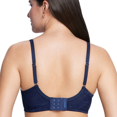 Satin Touch Padded Non-Wired Lace Bra - Evening Blue