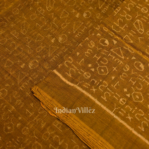 Rust Yellow Chemical Formula Theme Sambalpuri Ikat Cotton Fabric