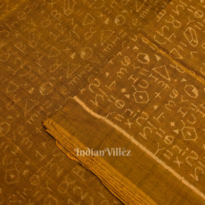Rust Yellow Chemical Formula Theme Sambalpuri Ikat Cotton Fabric