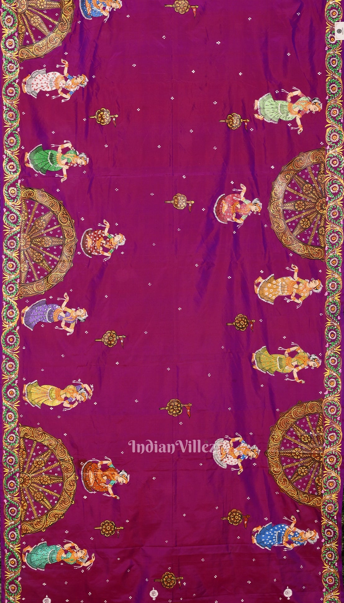 Purple Dual Tone Konark Temple Theme Pattachitra Saree