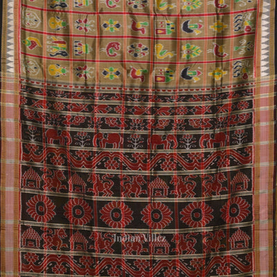 Moss Green Nabakothi Odisha Ikat Khandua Silk Saree
