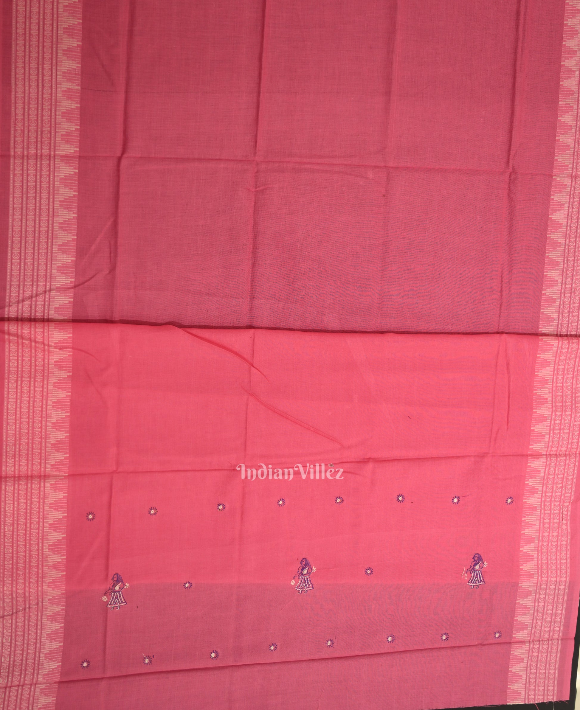 Navy Blue with Pink Doll Odisha Ikat  Sambalpuri Dress Material & Dupatta